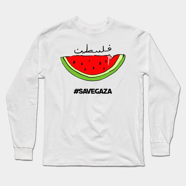 Save Gaza Free Palestine Long Sleeve T-Shirt by Mugo Muncarsol